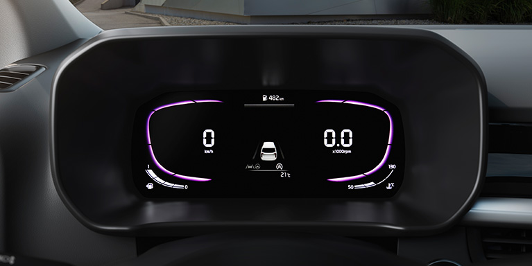 Kia Picanto Digitalanzeige im cockpit.