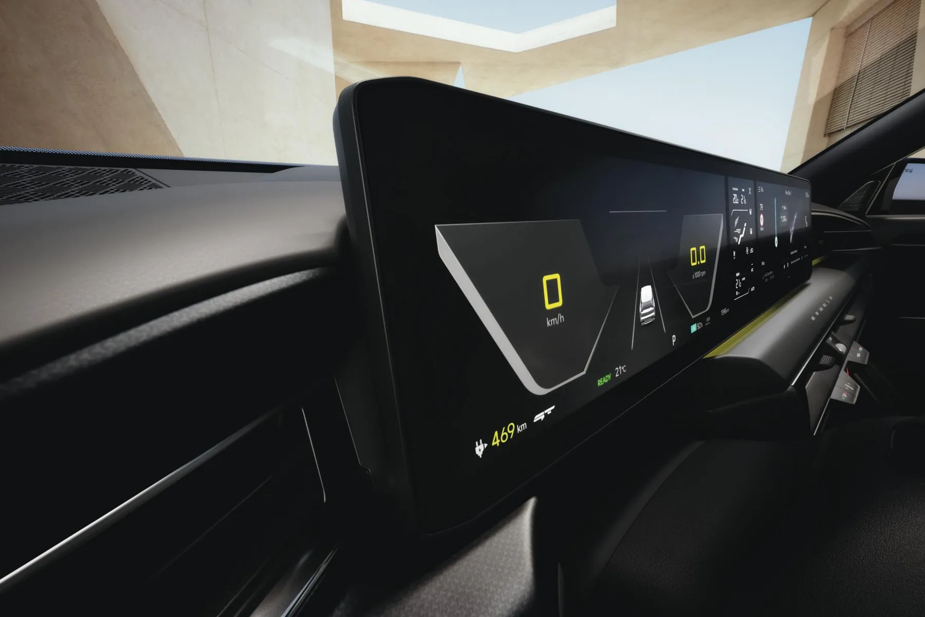 Digitales Cockpit-Display des Kia EV9 GT im GT-Modus